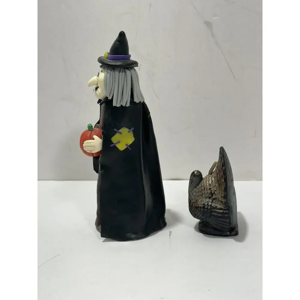 LOT Of 2 Halloween Decor - 1 Gurley Thanksgiving Turkey Candle + Clay Witch Doll